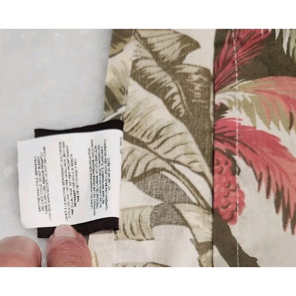 2/Tommy Bahama Bonny Cove KING SHAMS Palm Orchid Tropical Beach Beige Pink Green